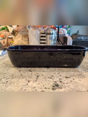 Emile Henry Bread Loaf Baker Base Only Blue Ceramic 14" Made in France